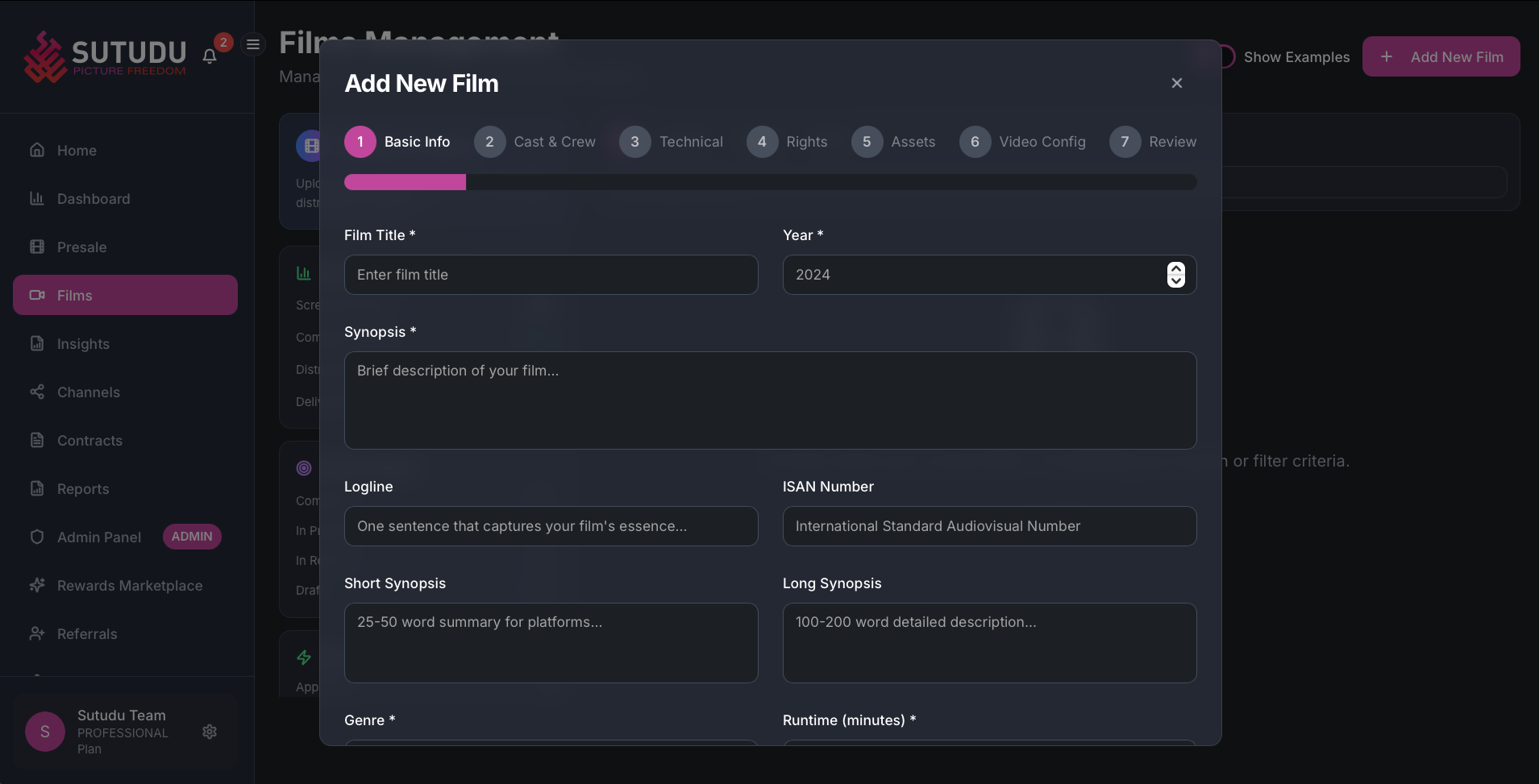 Film management interface